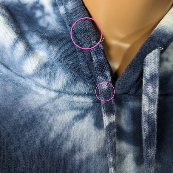 CAT Small Blue Tie Dye Longsleeve Pullover Cotton Hoodie Caterpillar - Picture 10 of 12